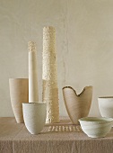 Various white & cream bowls & vases