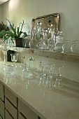 A floor cupboard with a stone work surface