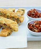 Asparagus and pastrami frittata with tomato salsa