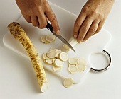 Slicing horseradish