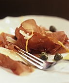 Bresaola with Parmesan, capers and lemon zest
