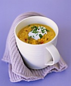 Red lentil soup with carrots, ginger and chilli
