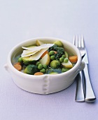 Vegetable stew with Parmesan and salsa verde