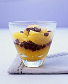 Dessert of orange segments, pomegranate seeds and rose water