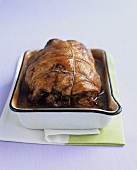 Shoulder of lamb with almond stuffing and cider sauce