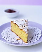 A piece of almond Madeira cake