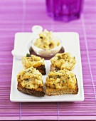 Scrambled egg with ginger on toast