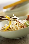 Glass noodles with peppers and sprouts