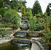 Garden with waterfall