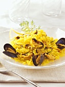 Saffron risotto with mussels