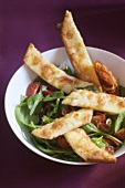 Spinach & tomato salad with schinkenspeck & cheese croutons