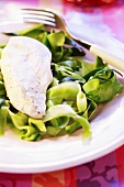 Chicken breast on courgette ribbons