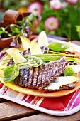 Grilled beef steaks