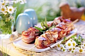 Bacon-wrapped meatball kebabs