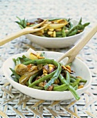 French bean salad with shallots and pine nuts