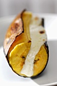 Baked banana with cream cheese stuffing