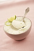 Lime buttermilk ice cream in a small bowl