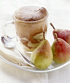 Chocolate and pear pudding