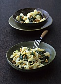 Ribbon pasta with walnuts and spinach