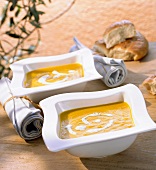 Carrot soup with herb and ginger yoghurt