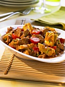 Mediterranean lamb stew with artichokes and tomatoes