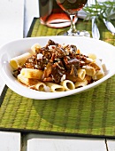 A plate of beef ragout and rigatoni