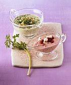 Soya cream sauce with herbs and with cranberries