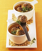 Pumpkin soup with small meatballs
