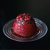 Summer pudding on a glass plate (UK)