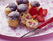 Strawberry & mascarpone profiteroles with chocolate icing