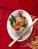 Pak choi with prawns