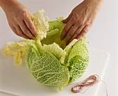 Hollowing out a savoy cabbage