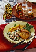 Breaded chicken cutlet with mixed vegetables & chips (Kiev, Ukraine)