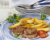 Fried Palatinate liver sausage with potato wedges