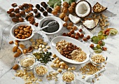 Still life with assorted nuts and seeds