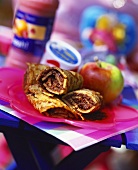 Crêpes with chocolate and apple filling