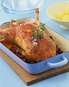 Roast duck with apple stuffing