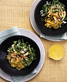 Spaghetti squash salad with rocket and roast chicken breast
