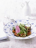 Figs with rocket and pink roasted duck