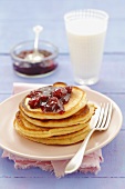 Buttermilk pancakes with cherry jam