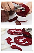 Shapes being cut out of beetroot