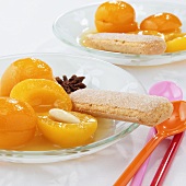 Apricot compote with sponge fingers