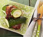 Courgette stuffed with ricotta and bacon