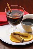 Mulled wine with oranges and cinnamon