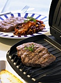 Marinated steak with red beans