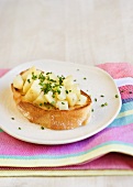 Toasted bread with parsnips and chives