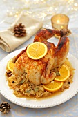 Roast chicken with sauerkraut and oranges
