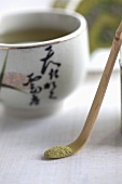 Green tea in a drinking bowl