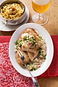 Escalope chassuer with Spätzle (soft egg noodles from Swabia)