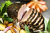 Roast lamb with a herb crust